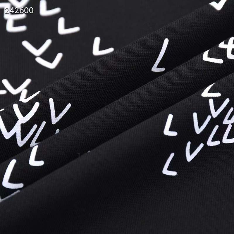 Louis Vuitton LV Men Spread Embroidered T-Shirt Cotton Black Regular Fit