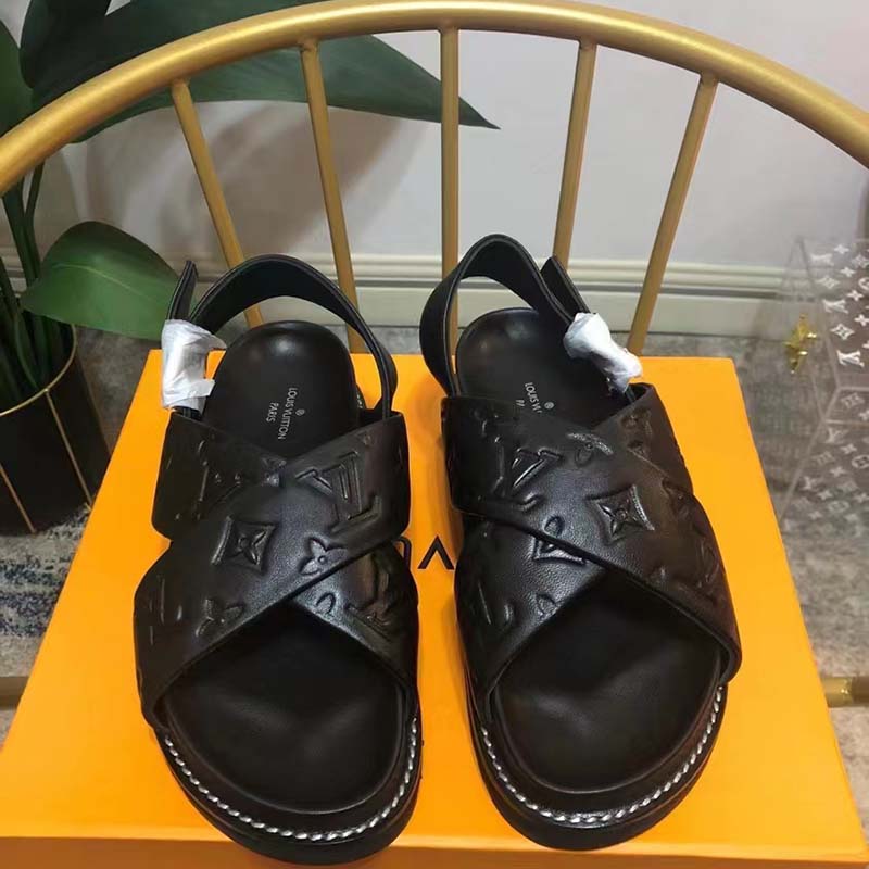 Louis Vuitton LV Unisex Black Monogram Embossed Lambskin Anatomic Insole