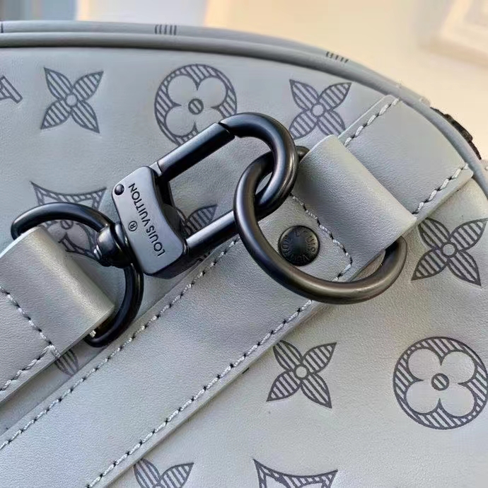 Louis Vuitton LV Unisex Keepall 50B Anthracite Gray Monogram Shadow Calf Leather
