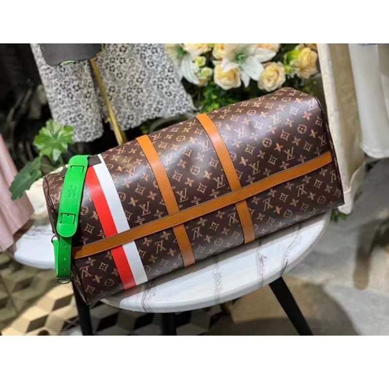 Louis Vuitton LV Unisex Keepall 55 Monogram Coated Canvas Cowhide Leather