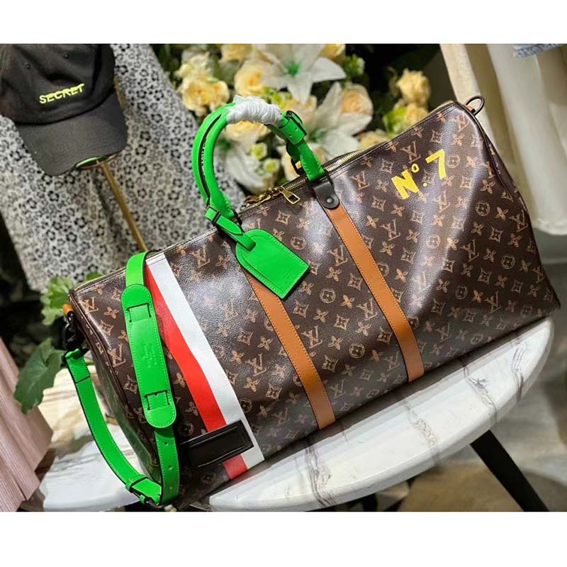 Louis Vuitton LV Unisex Keepall 55 Monogram Coated Canvas Cowhide Leather