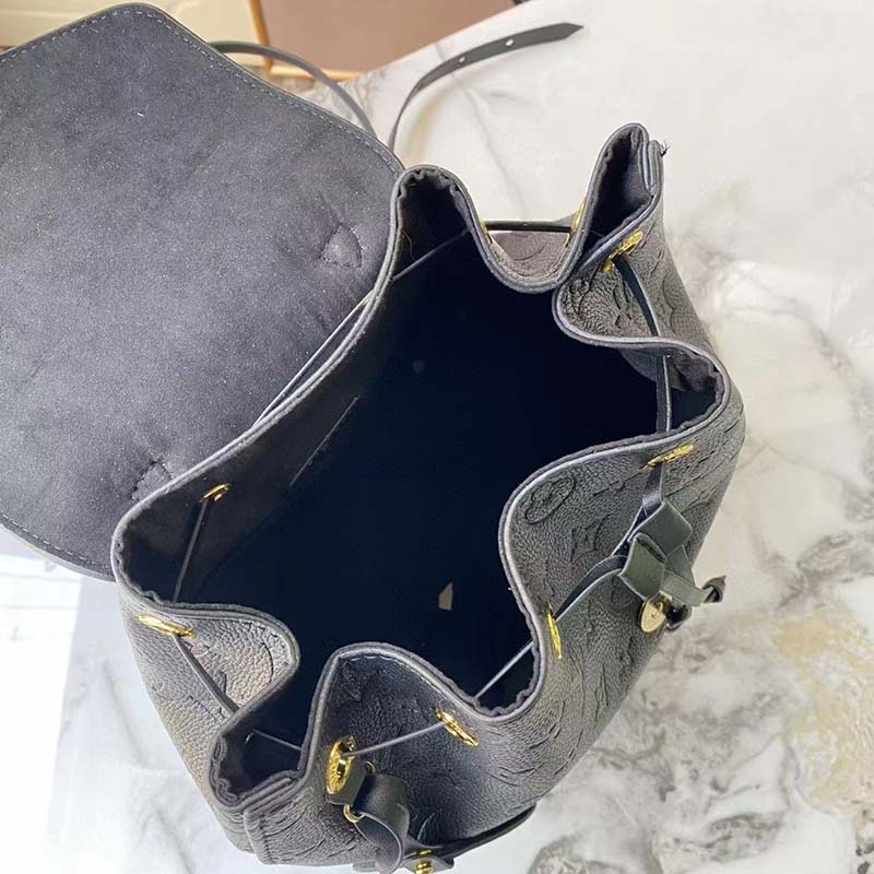 Louis Vuitton LV Unisex Montsouris Backpack Black Black Embossed Cowhide Leather