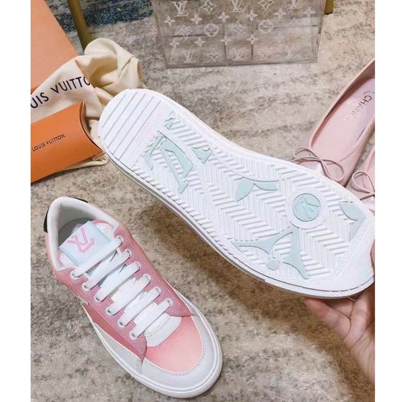 Louis Vuitton LV Women Charlie Sneaker Rose Clair Pink Recycled Rubber LV Initials