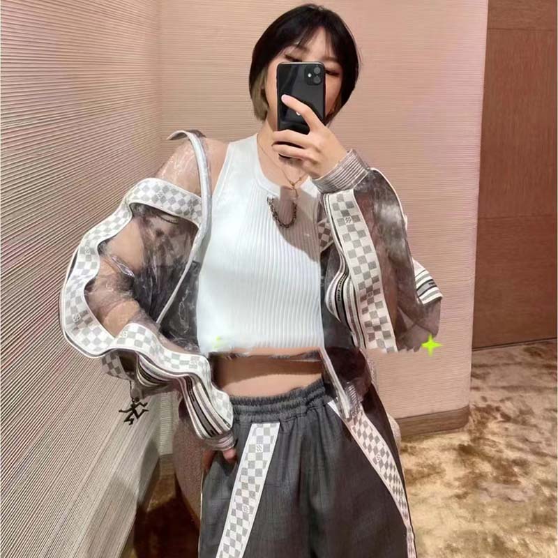 Louis Vuitton LV Women Organza Track Top Polyester Translucent Regular Fit