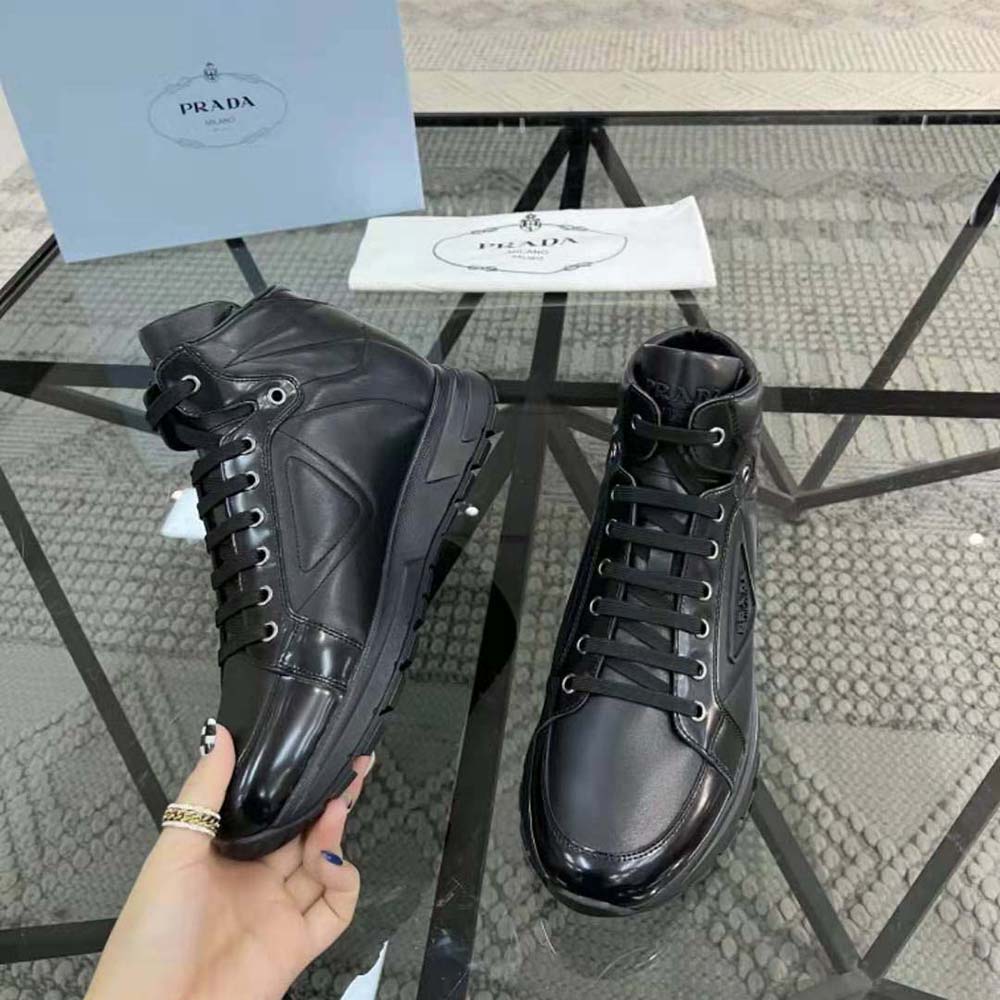 Prada Men PRAX 01 Re-Nylon and Brushed Leather Sneakers