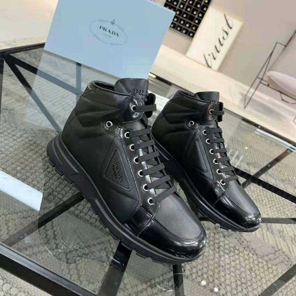 Prada Men PRAX 01 Re-Nylon and Brushed Leather Sneakers