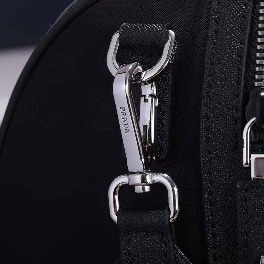 Prada Unisex Re-Nylon Saffiano Leather Handles Duffle Black Bag