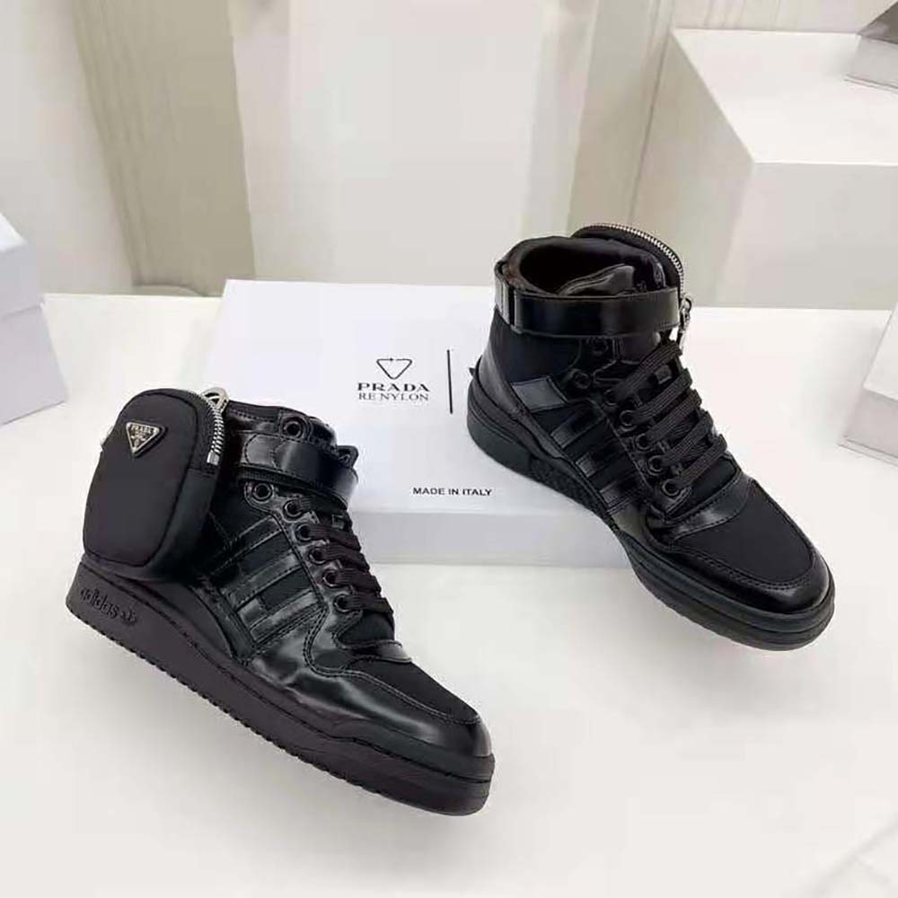 Prada Women Adidas for Prada Re-Nylon Forum High-Top Sneakers-Black