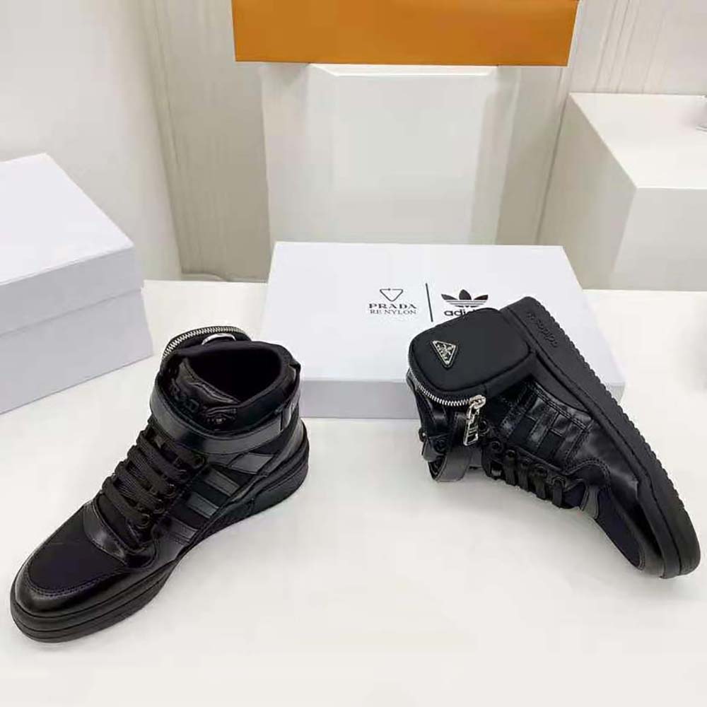 Prada Women Adidas for Prada Re-Nylon Forum High-Top Sneakers-Black
