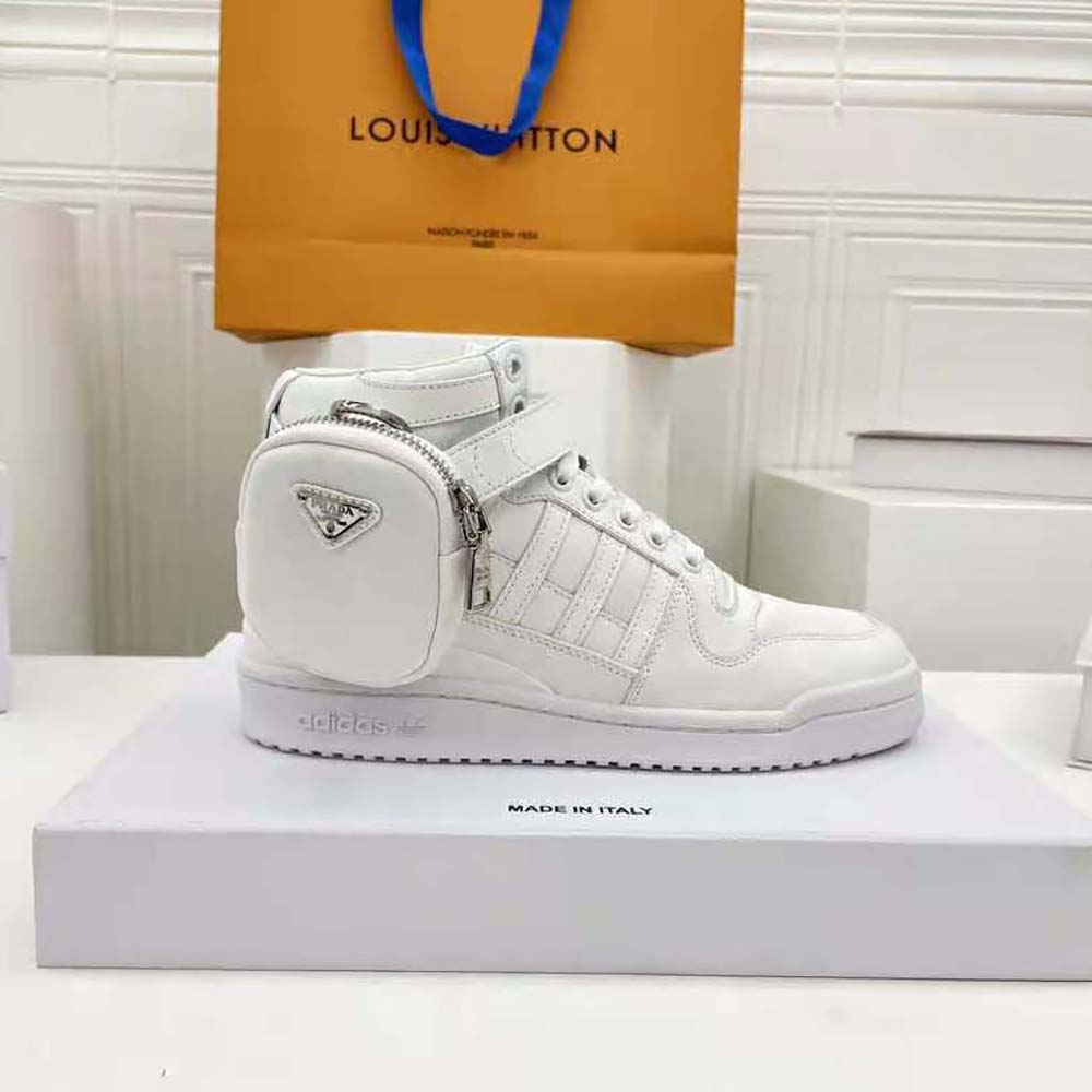 Prada Women Adidas for Prada Re-Nylon Forum High-Top Sneakers-White