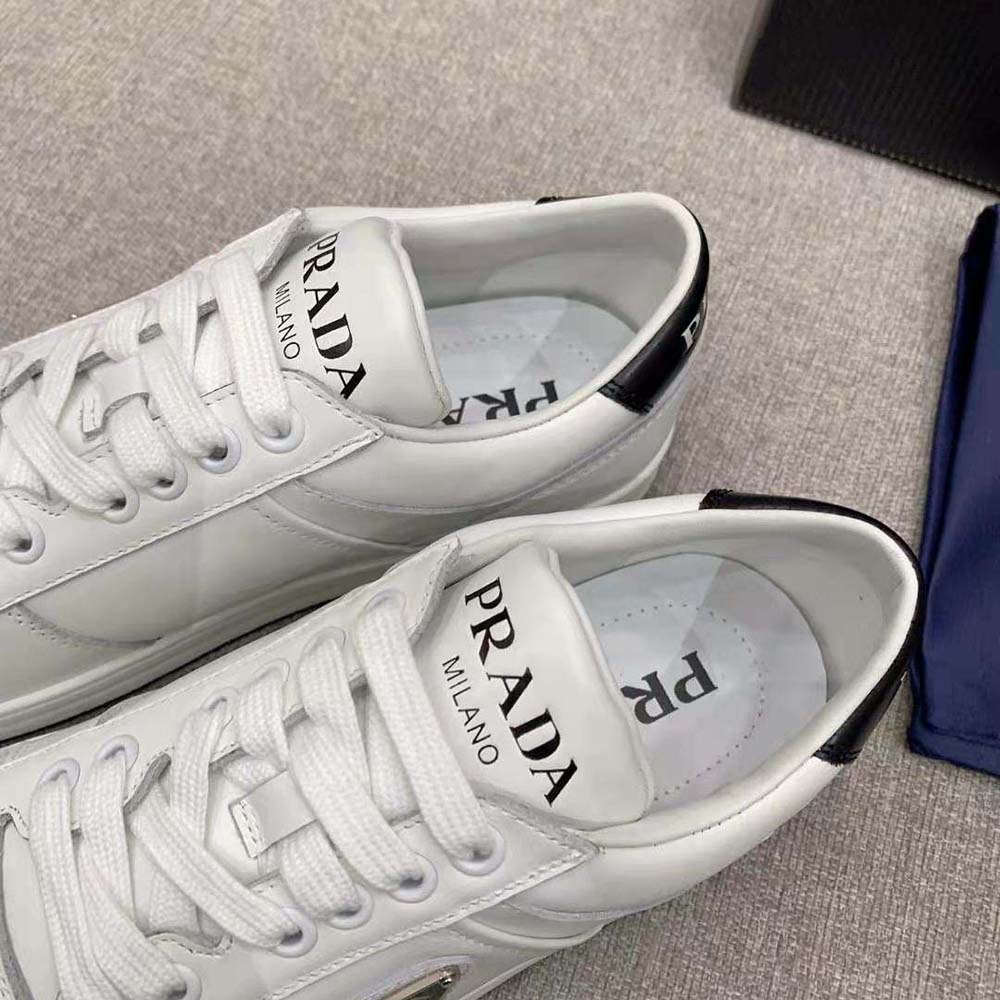 Prada Women Downtown Perforated Leather Sneakers-White