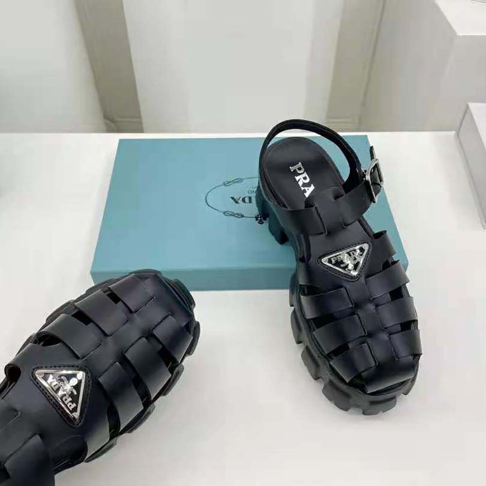 Prada Women Foam Rubber Sandals in 55 mm Heel Height-Black