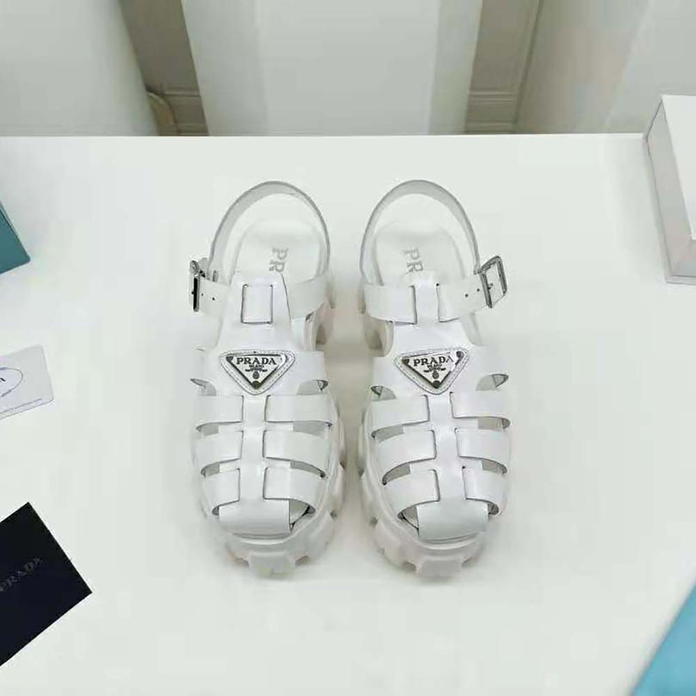 Prada Women Foam Rubber Sandals in 55 mm Heel Height-White