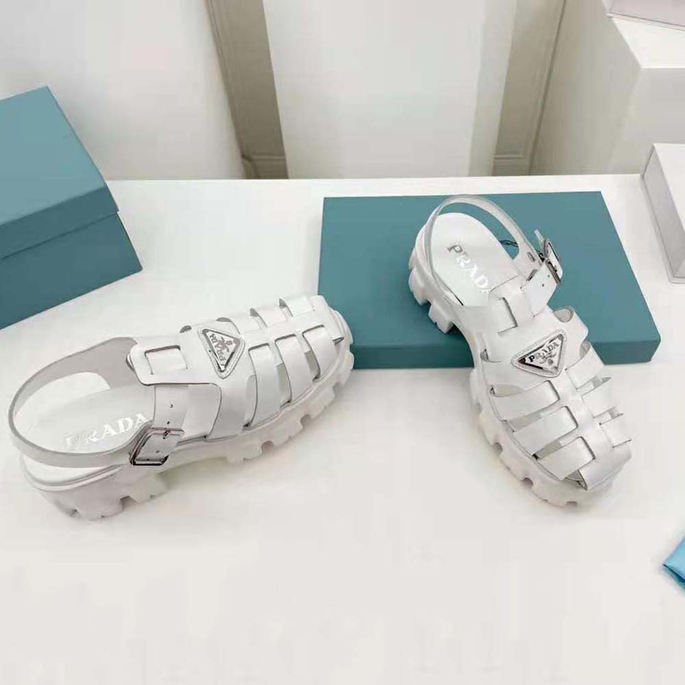 Prada Women Foam Rubber Sandals in 55 mm Heel Height-White