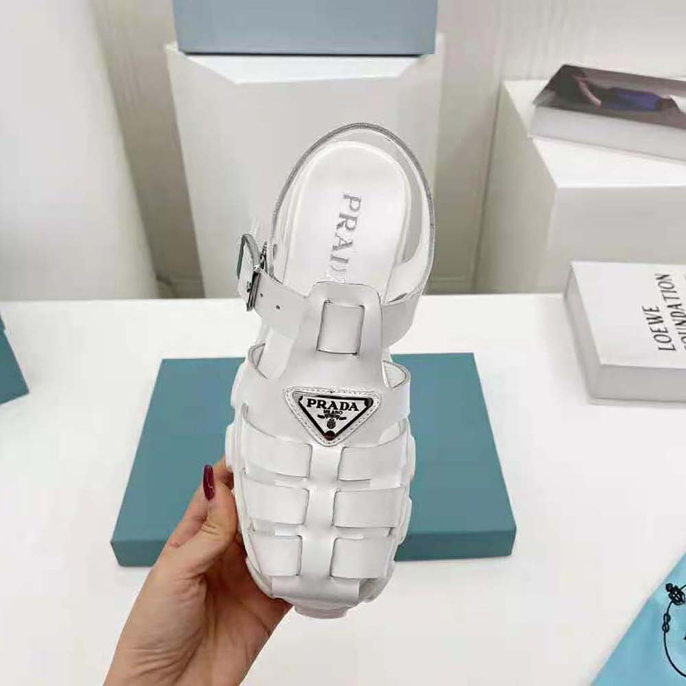 Prada Women Foam Rubber Sandals in 55 mm Heel Height-White