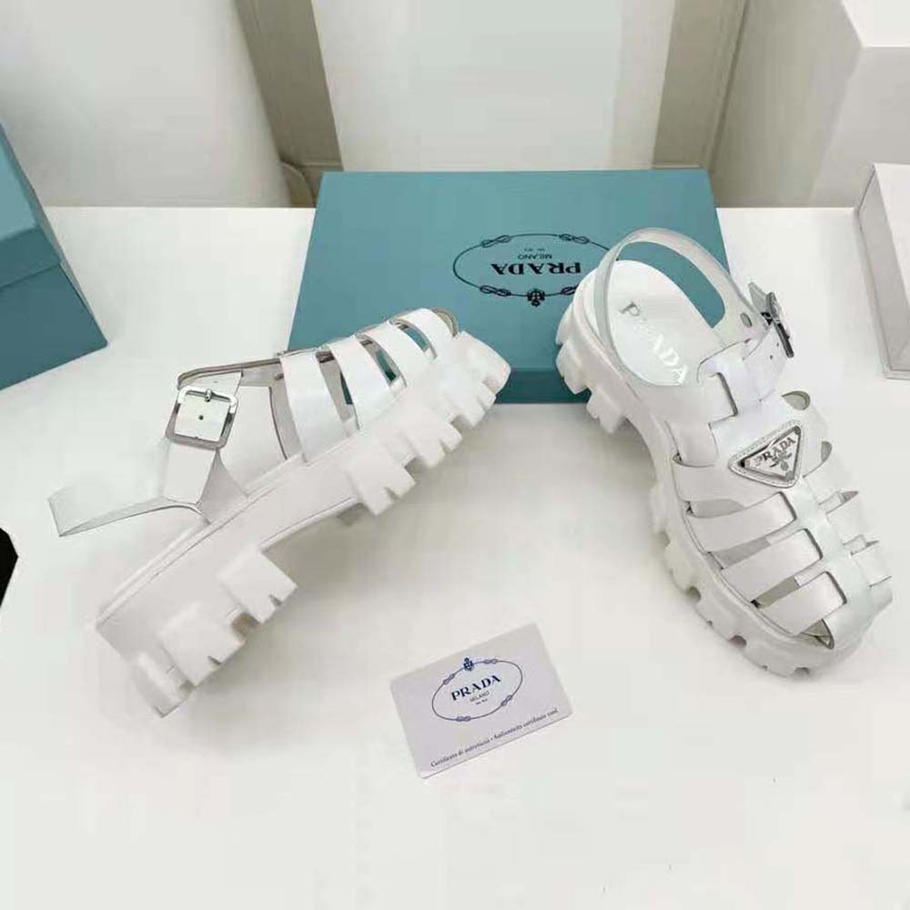Prada Women Foam Rubber Sandals in 55 mm Heel Height-White