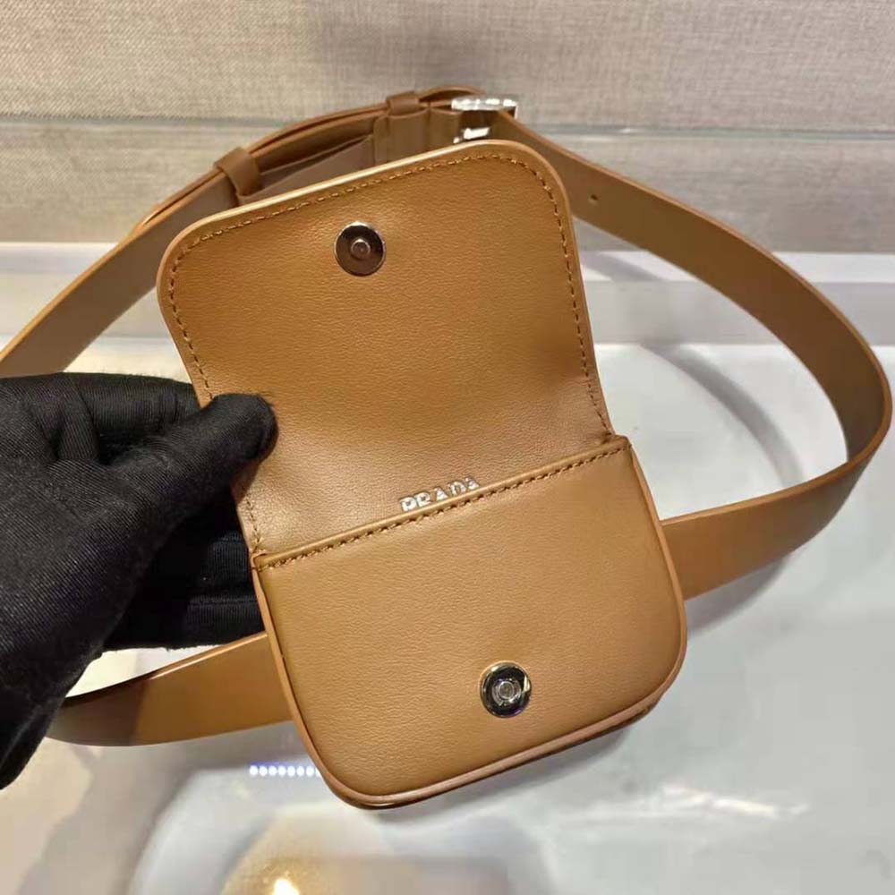 Prada Women Leather Belt With a Hybrid Multifunctional Design-Brown