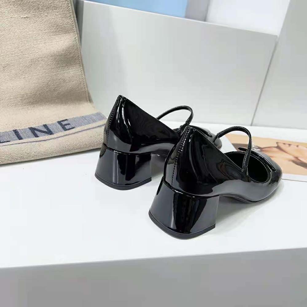 Prada Women Patent Leather Pumps in 45mm Heel Height-Black