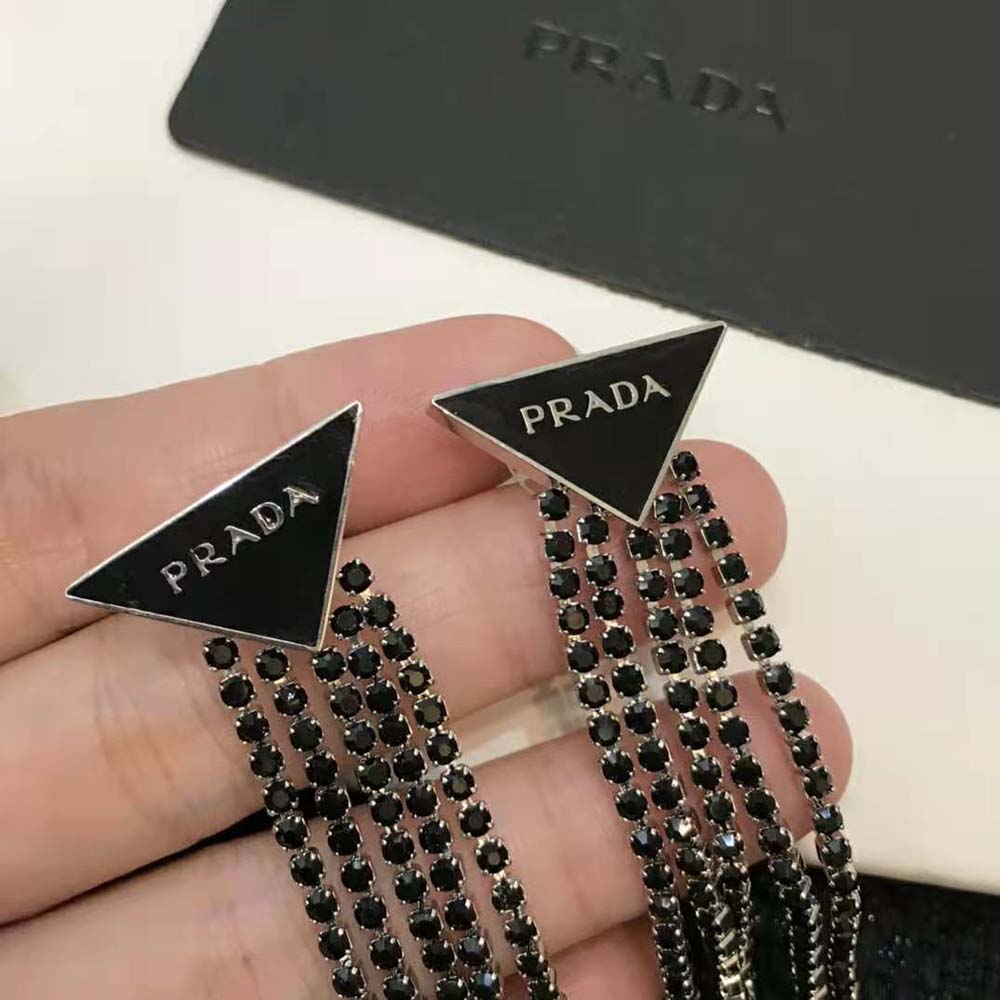 Prada Women Prada Symbole Drop Earrings-Black