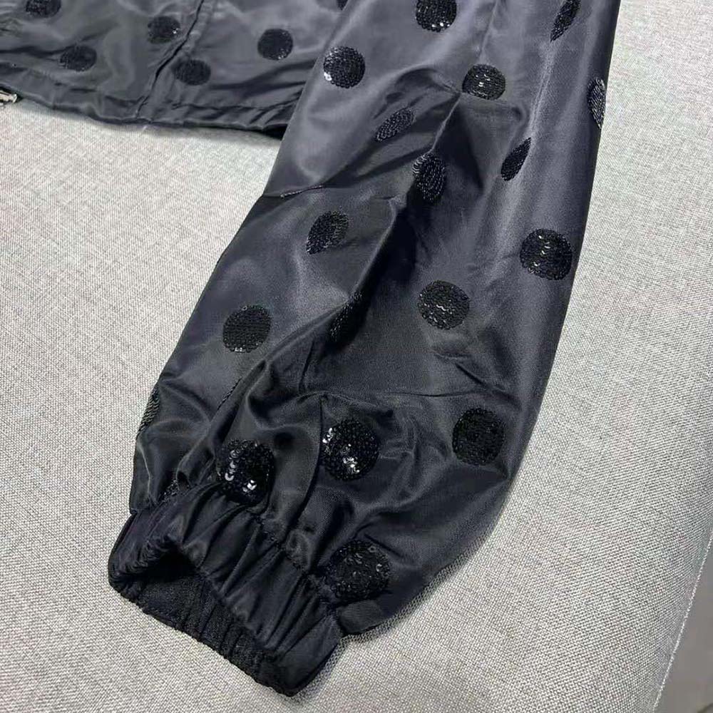 Prada Women Re-Nylon Embroidered Jacket-Black
