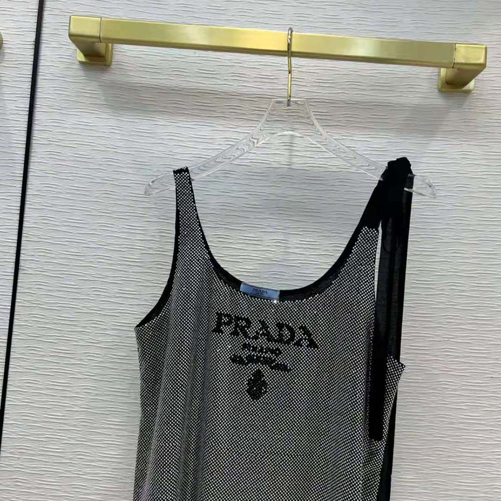 Prada Women Studded Chiffon Dress with a Fluid Silhouette