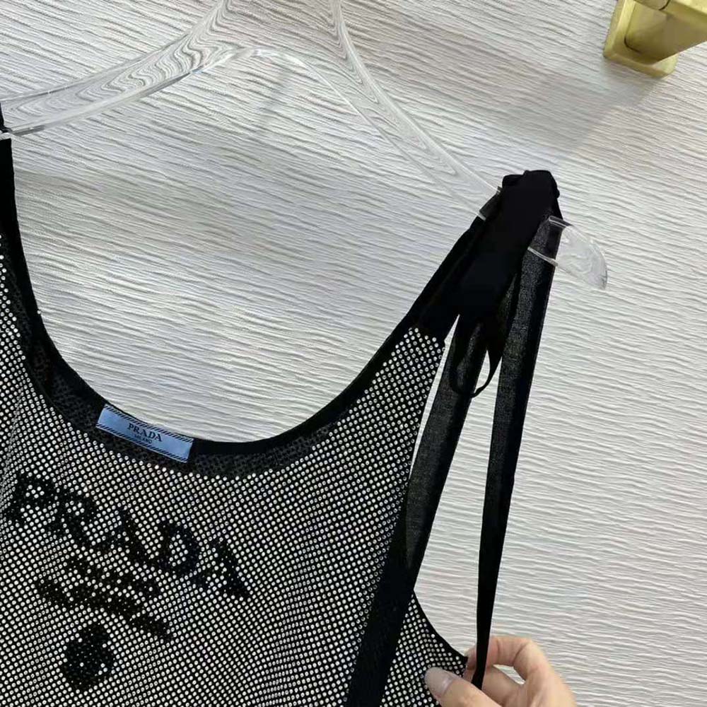Prada Women Studded Chiffon Dress with a Fluid Silhouette