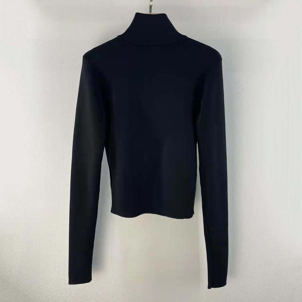 Prada Women Viscose and Cotton Turtleneck-Black