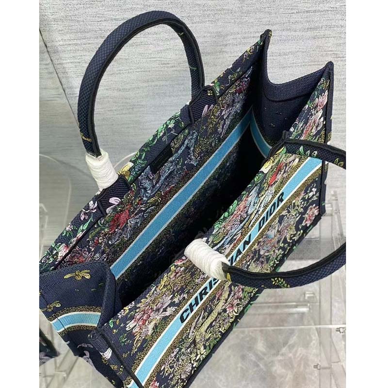 Dior Unisex CD Large Book Tote Blue Multicolor D-Constellation Embroidery