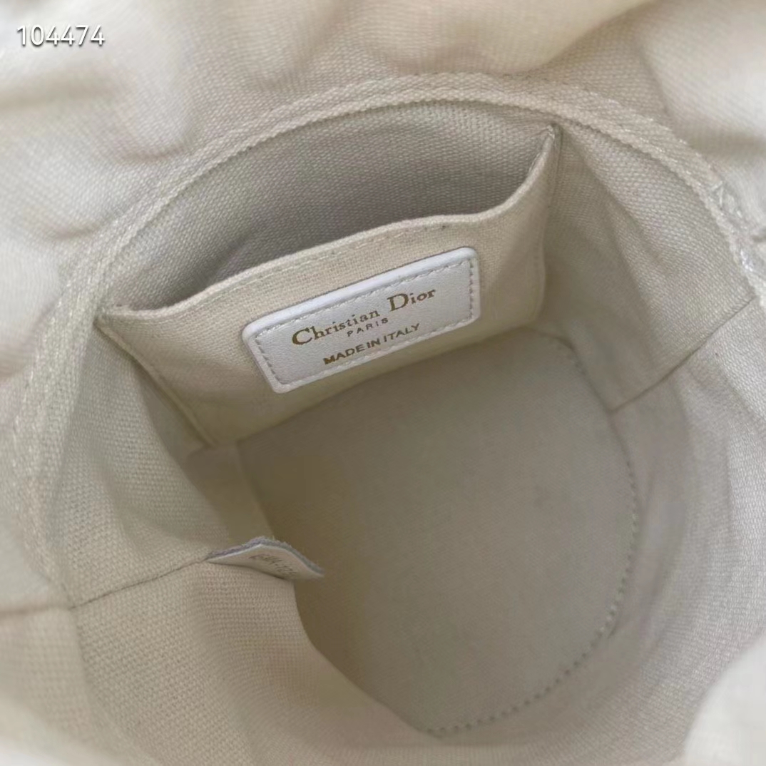 Dior Unisex CD Small Dior Vibe Bucket Bag White Blue Smooth Calfskin