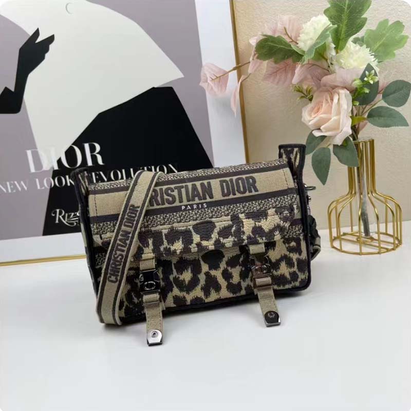 Dior Unisex CD Small Diorcamp Bag Beige Multicolor Mizza Embroidery