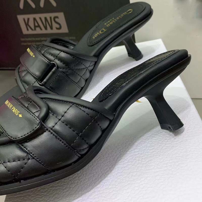 Dior Women CD Dio(r) Evolution Heeled Slide Black Quilted Cannage Calfskin 8 cm Heel