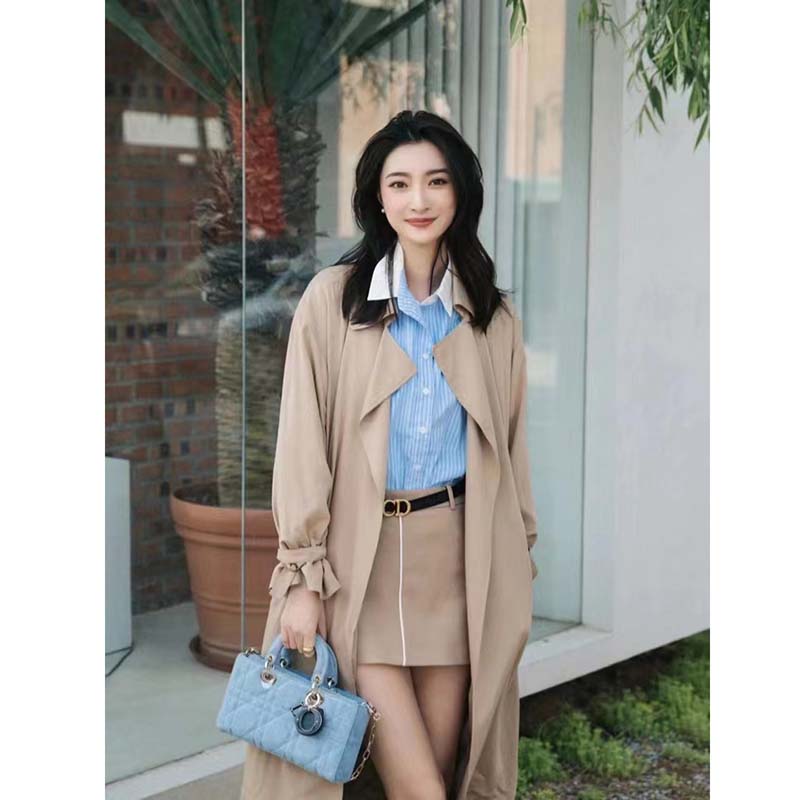 Dior Women Lady D-Joy Bag Blue Cannage Denim