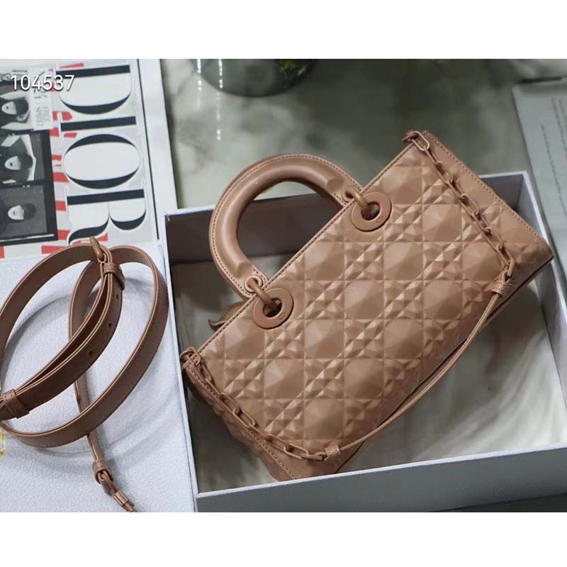 Dior Women Lady D-Joy Bag Natural Cannage Lambskin
