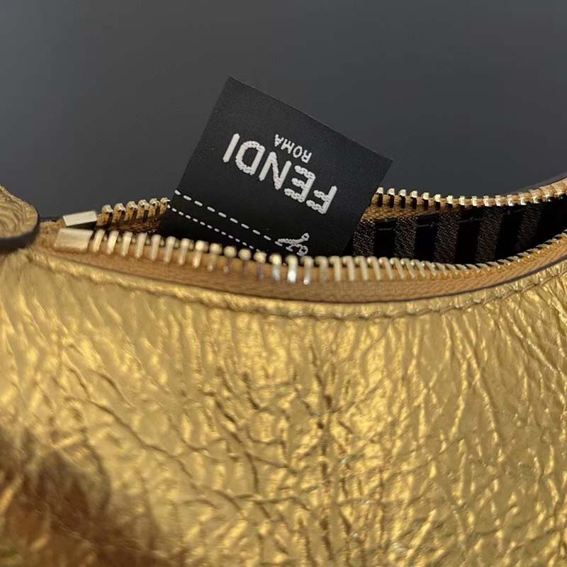 Fendi Women FF Fendigraphy Gold Leather Charm