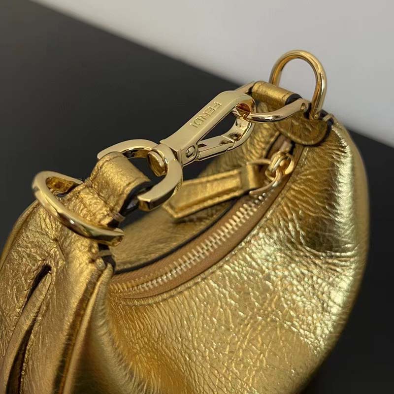 Fendi Women FF Fendigraphy Gold Leather Charm
