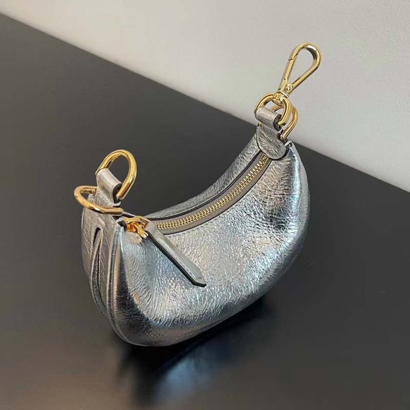 Fendi Women FF Fendigraphy Silver Leather Charm
