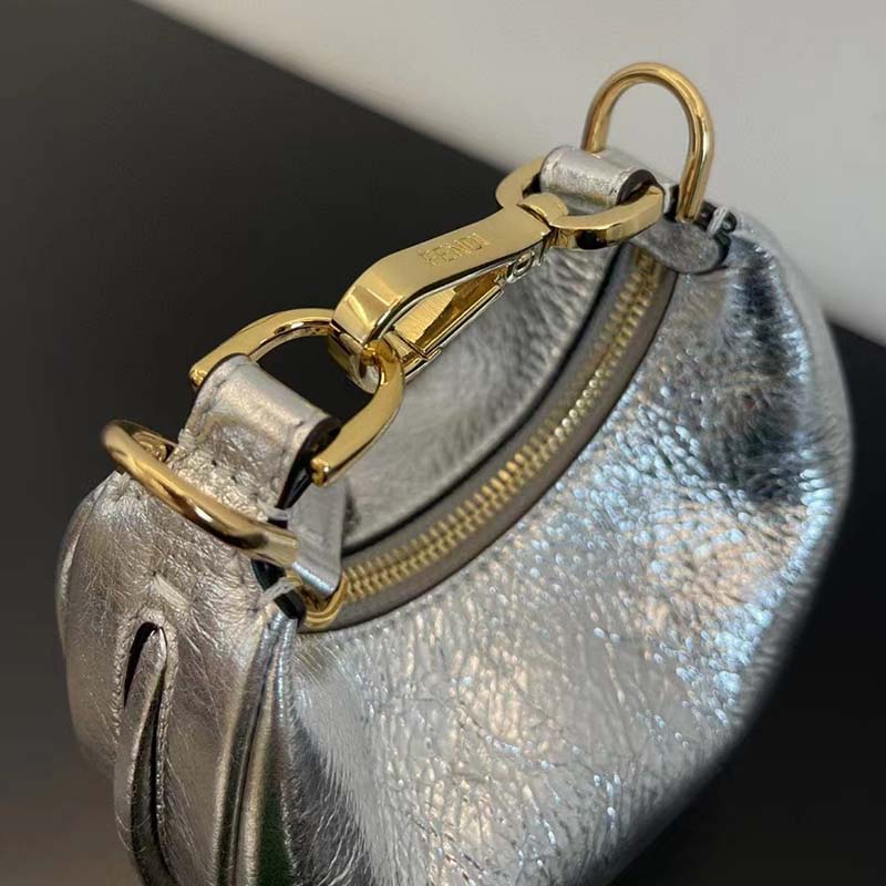 Fendi Women FF Fendigraphy Silver Leather Charm