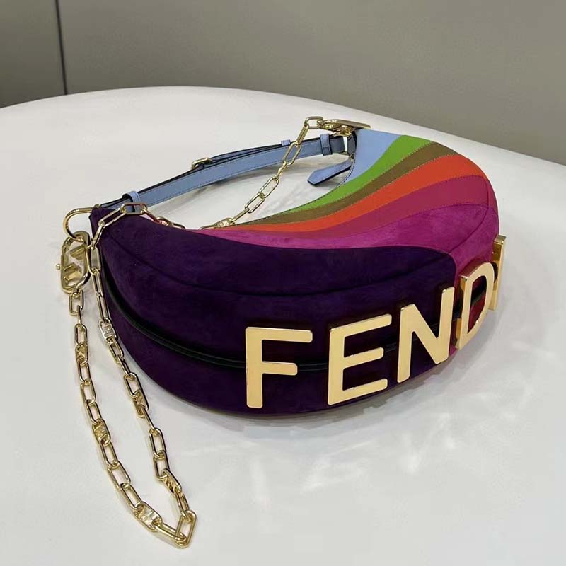 Fendi Women FF Fendigraphy Small Leather Bag Multicolor Inlay