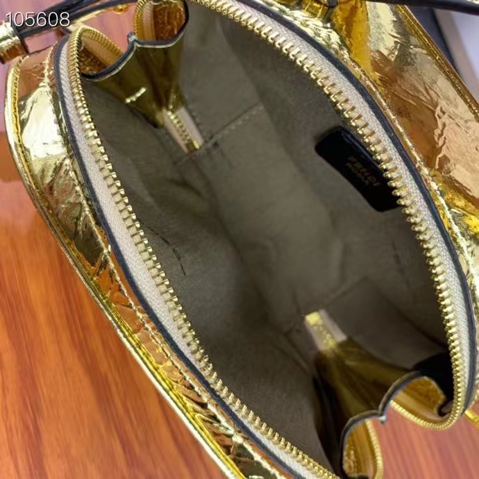 Fendi Women FF O’Lock Mini Camera Case Gold Laminated Leather Mini Bag