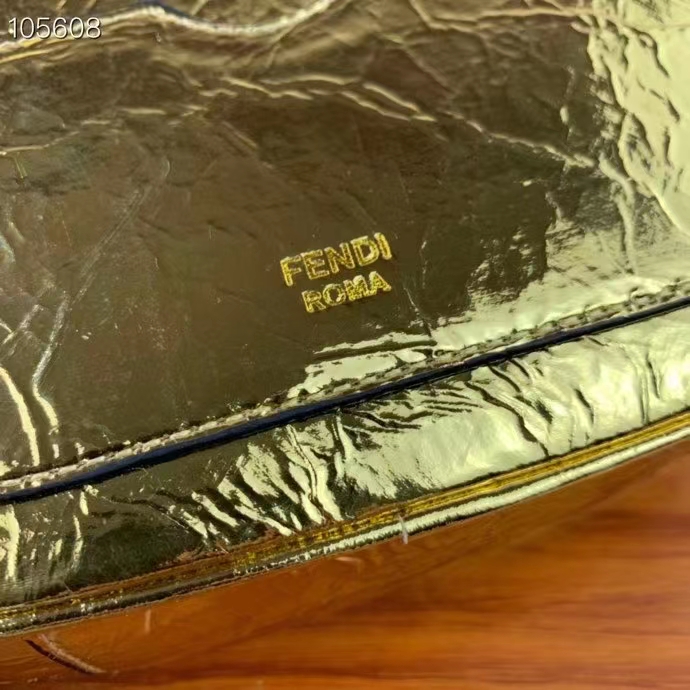 Fendi Women FF O’Lock Mini Camera Case Gold Laminated Leather Mini Bag