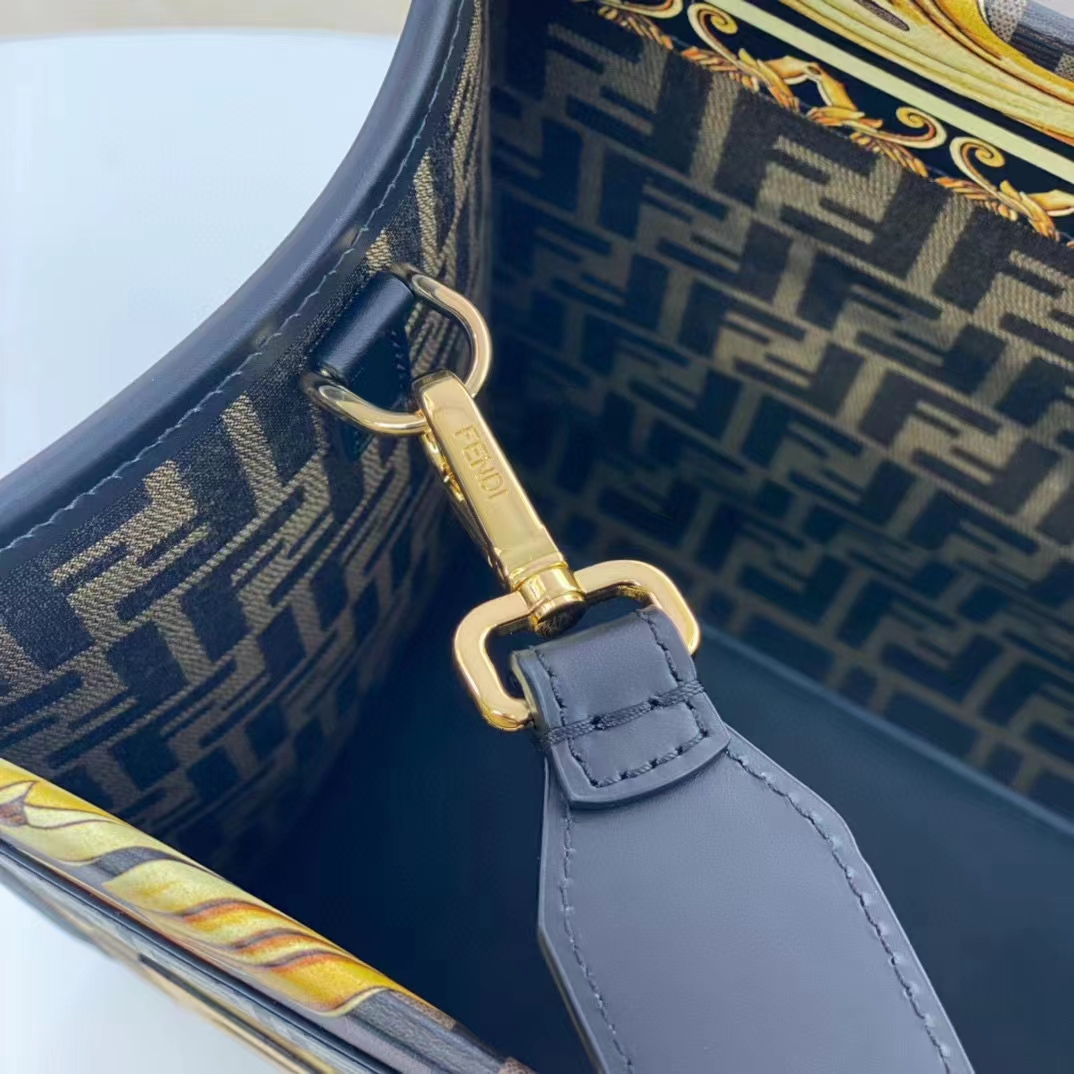 Fendi Women Fendi Sunshine Medium Fendace Printed FF Leather Shopper
