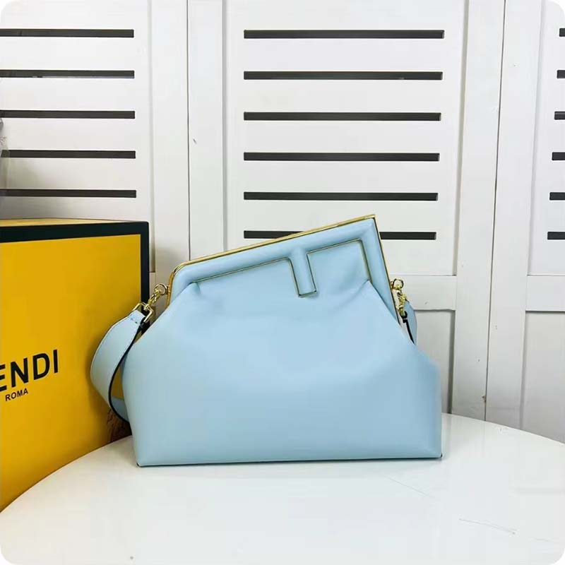 Fendi Women First Medium Light Blue Leather Bag