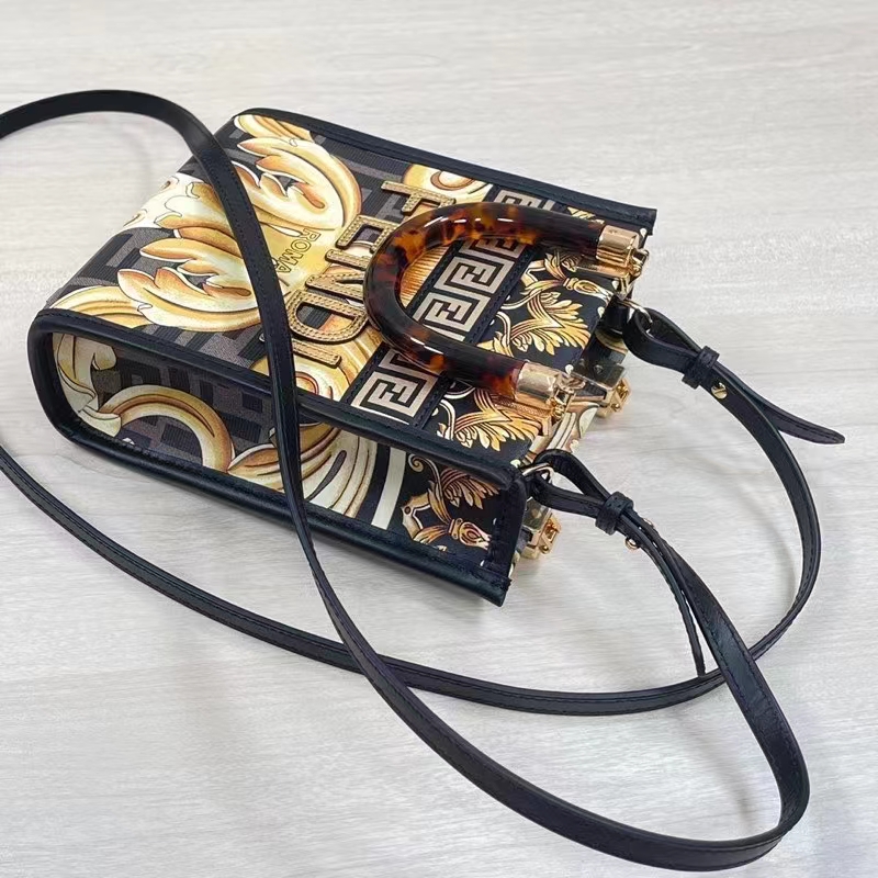 Fendi Women Mini Sunshine Shopper Fendace Printed FF Leather Mini Bag