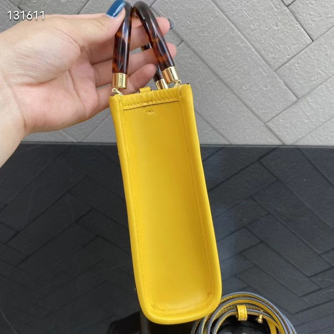 Fendi Women Mini Sunshine Shopper Yellow Leather Mini Bag