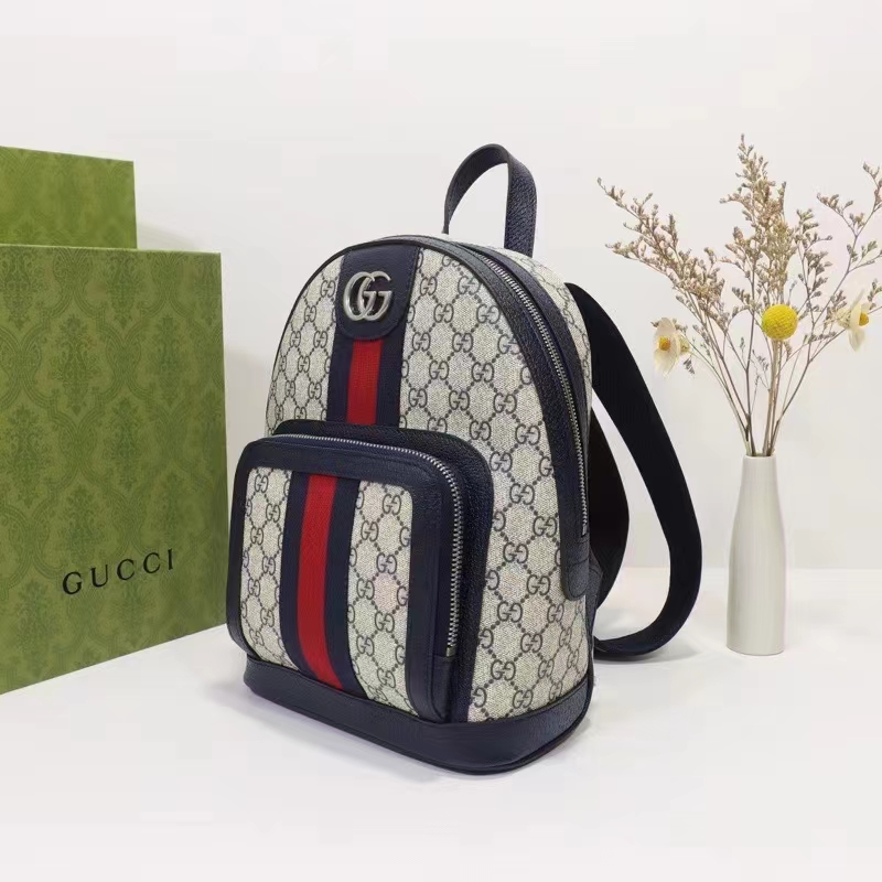 G*u*i unisex ophidia gg small backpack beige blue gg supreme canvas