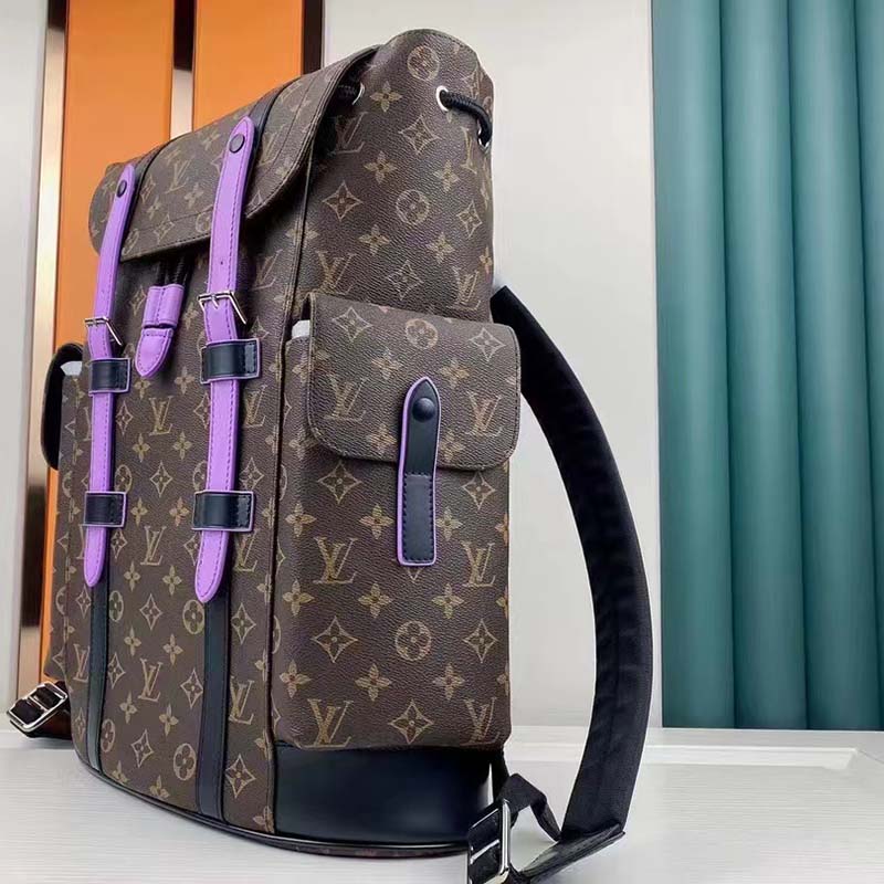 Louis Vuitton LV Unisex Christopher MM Backpack Monogram Macassar Coated Canvas