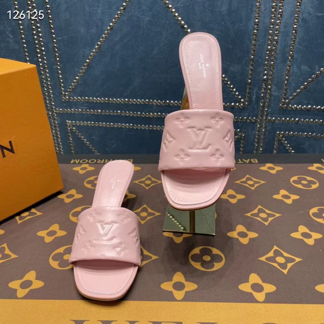 Louis Vuitton LV Women Revival Mule Pink Monogram Embossed Lambskin 5.5 cm Heel