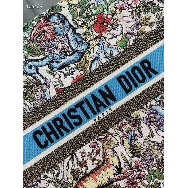 Dior Unisex CD Large Book Tote Latte Multicolor D-Constellation Embroidery