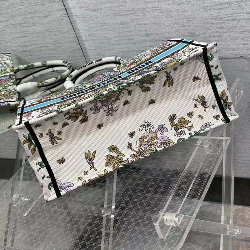 Dior Unisex CD Large Book Tote Latte Multicolor D-Constellation Embroidery