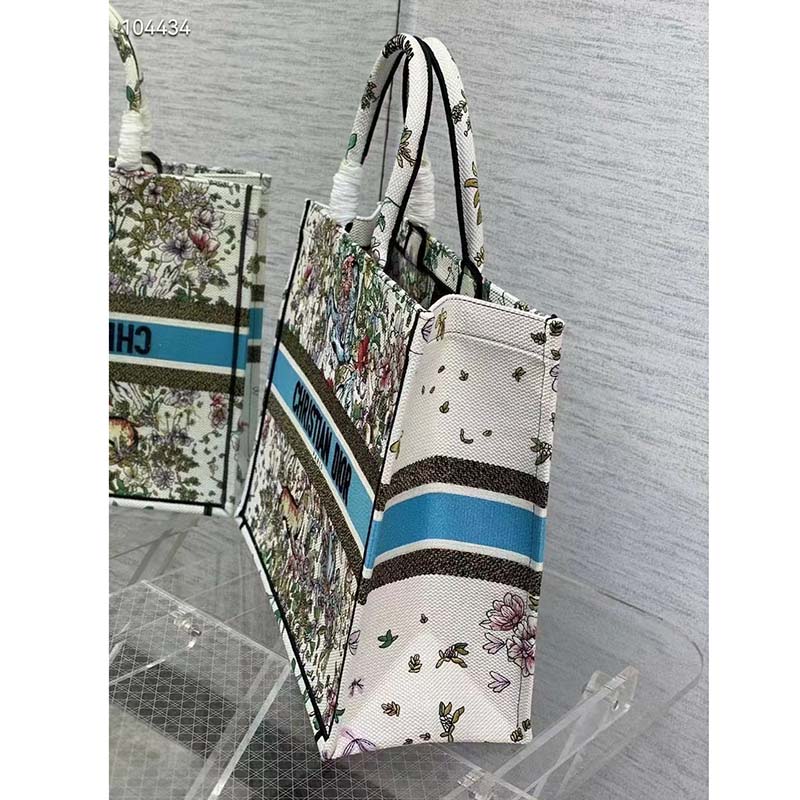 Dior Unisex CD Large Book Tote Latte Multicolor D-Constellation Embroidery